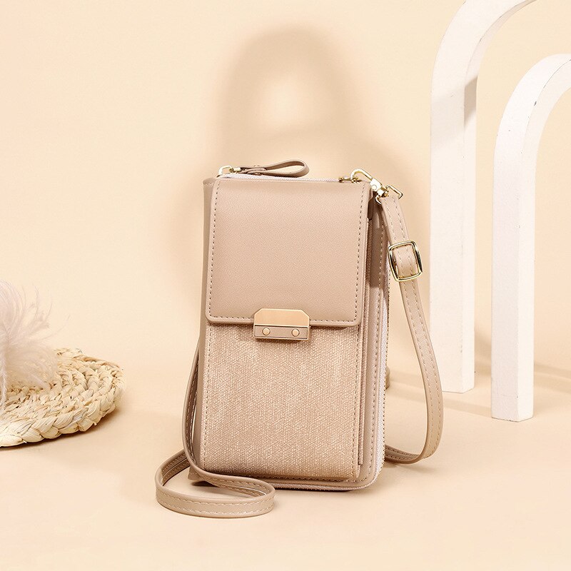 Women Messenger Bags Outing Shoulder Bag Mobile Phone Wallet Solid Color Small Mini Crossbody Bag Long Shoulder Strap