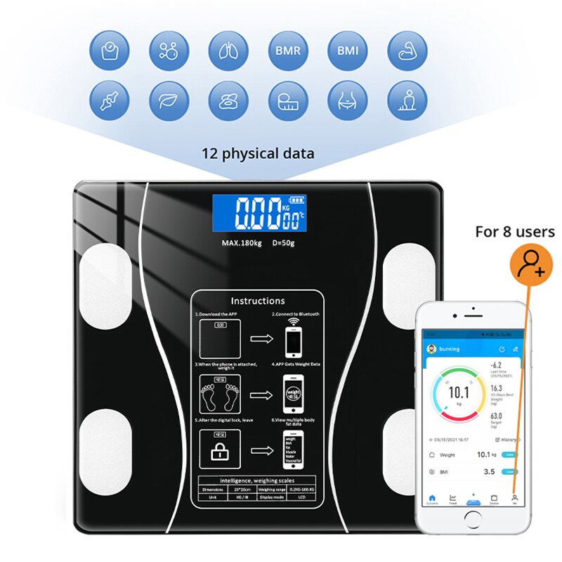 Bathroom Scales Wireless Bluetooth Body Fat Scale Smart Digital Weight Scale Body Composition Analyzer Body Weighing Scale