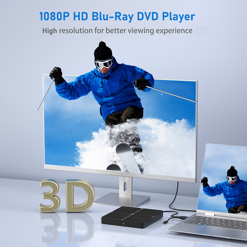 External Blu-ray DVD Drive USB 3.0 Portable BD-Combo CD DVD Player Reader Burner for Laptop PC Computer Notebook Windows Mac