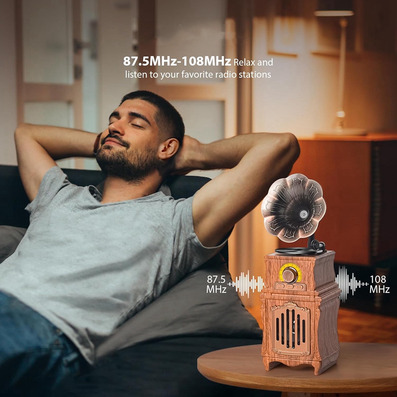 Retro bluetooth 5.3 -høyttaler til hjemmekontor, vintage-innredning, bærbar trådløs høyttaler for utendørsfester, android-høyttaler