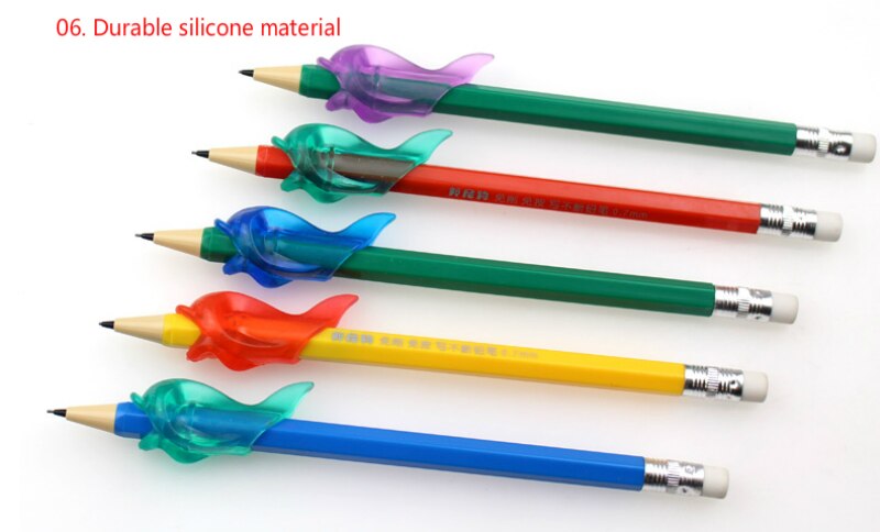 Vis Stijl Leerling Schrijven Houding Corrigeren Tool Zachte Siliconen Potlood Topper Apparaat Student Briefpapier Pen Houding Corrector