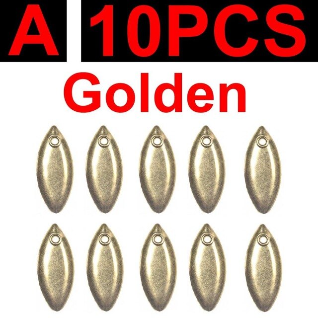 10 unidades de Señuelos de Pesca con cuchillas, señuelo de pesca con mosca, cuchara pequeña, señuelo giratorio, aparejos, hoja giratoria, accesorios de señuelo de trucha DIY: A 10pcs golden