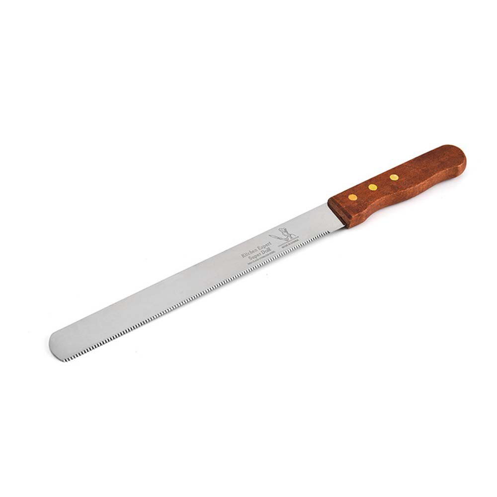 Stainless Steel Bread Knife With Wooden Handle 101214 Inch Flat Tooth Kitchen Supplies Popular Household Items Compact: Default Title