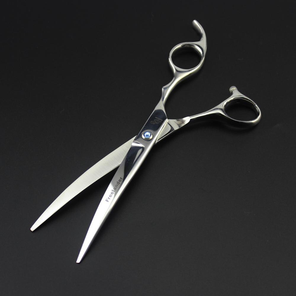 7.0 Inch Sliver Pet Grooming Schaar Set Straight Cut Tanden Cut Dichte Tanden Schaar Kat Hond Grooming Schaar Kit: downward curved