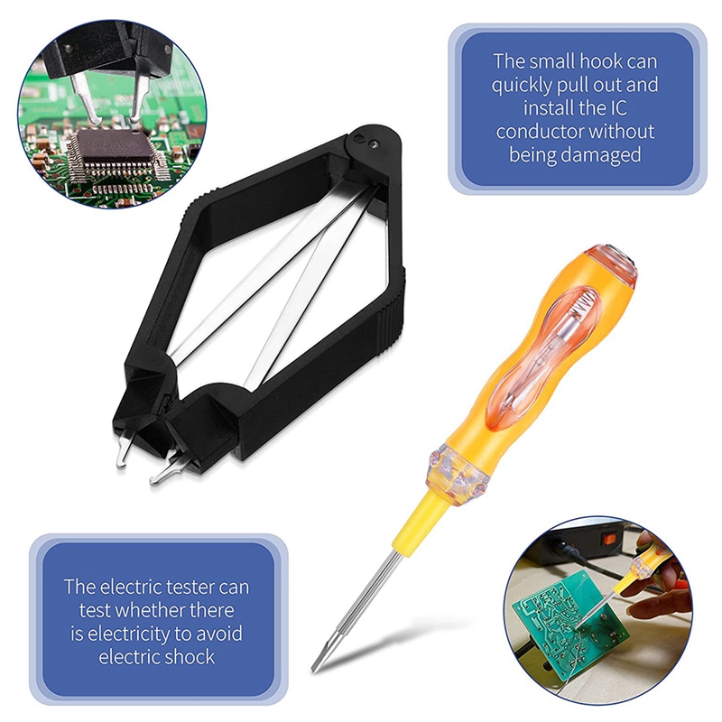 4 Pcs Ic Chip Remover Tool Ic Plcc Chip Extractie Tool Extractor Puller 4-Klauw Gaffel Grabber Switch Test potlood Tool