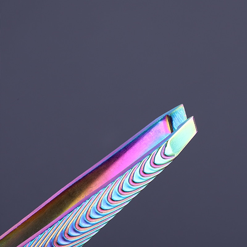 Pinza de cejas de colores camaleón, herramienta de maquillaje, removedor de pelo de Punta inclinada de acero inoxidable, Clip cosmético para ceja, herramienta de cuidado de belleza