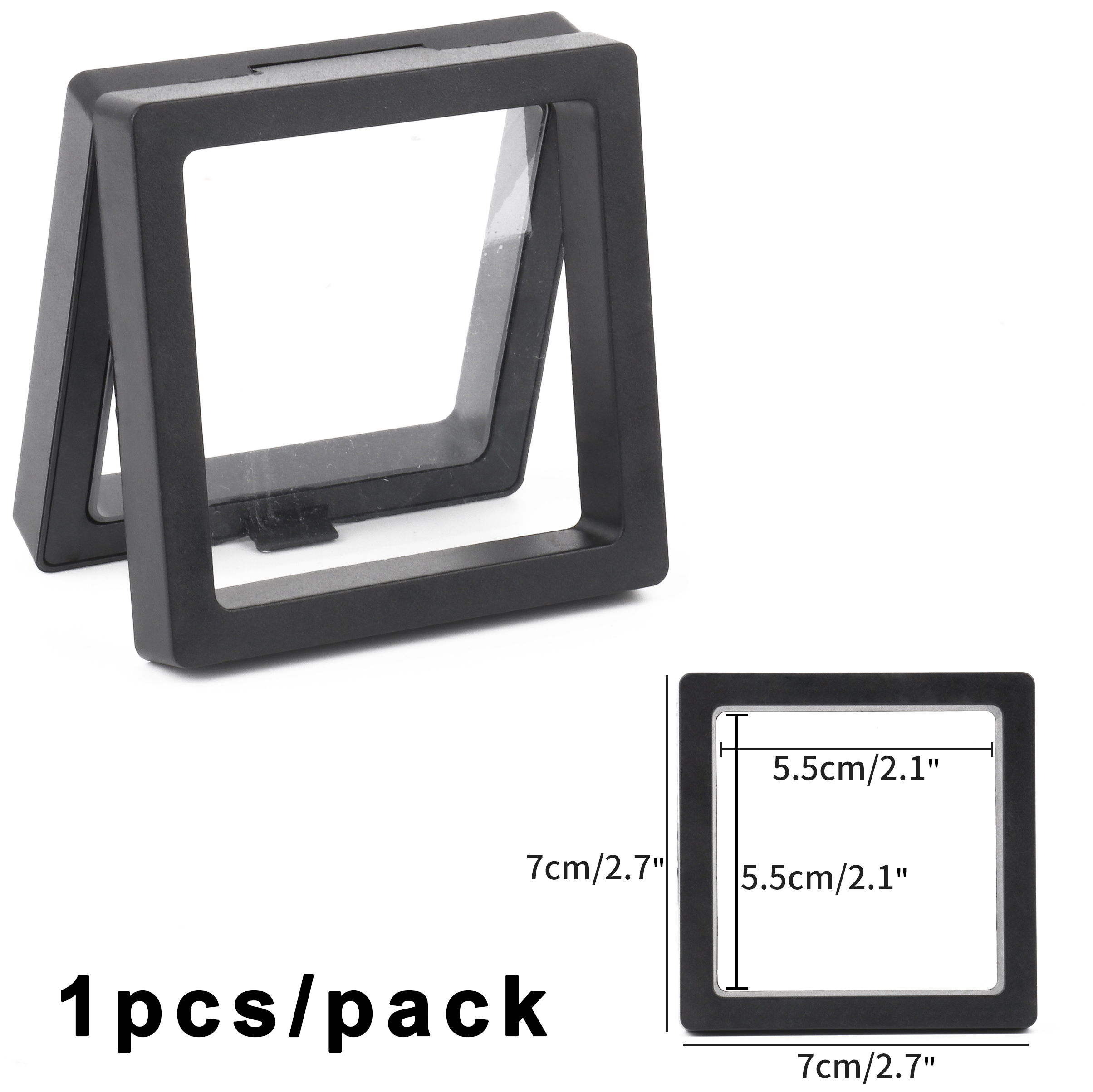 Caja de almacenamiento de joyería de película PE, caja de embalaje 3D, soporte libre de piedras preciosas, marco flotante, membrana, anillo, pendientes, collar, soporte de exhibición: Castaño