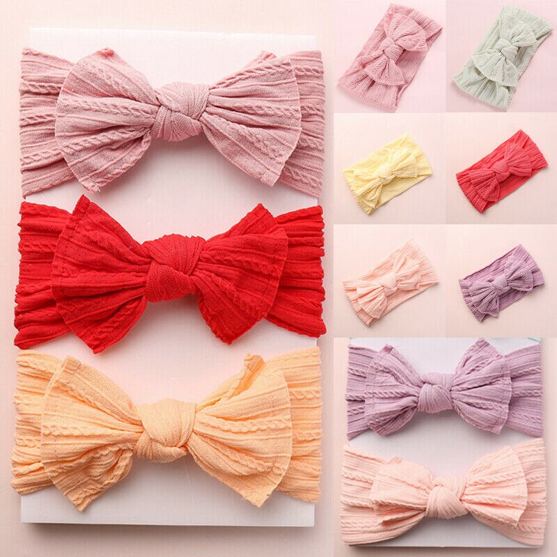 Baby Peuter Kids Meisje Katoen Blend Boog Hoofdband Haarband Hoofddeksels Hoofd Wrap