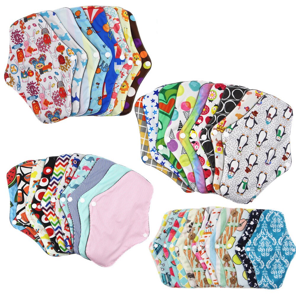 Washable Reusable Soft Towel Pads Menstrual Cloth Sanitary Women Panty Liner Random Color Absorbent Bamboo Cotton Physiological#