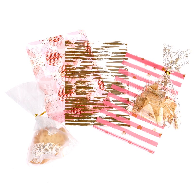 50Pcs Plume Plastic Bag Cookie Candy Bags Wedding Birthday Favors Birthday Party Snack Bag Packaging