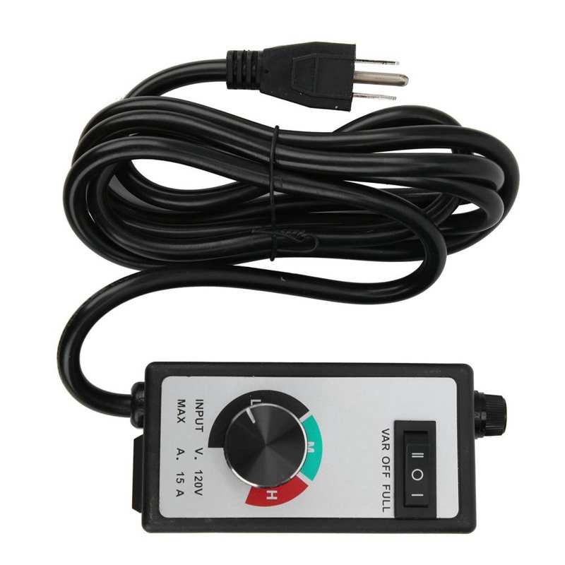 Fan Speed Controller Variable Adjustable Speed Control Regulator Electronic Motor Governor 120V 1500W 15A US Plug 2 Meter Cord