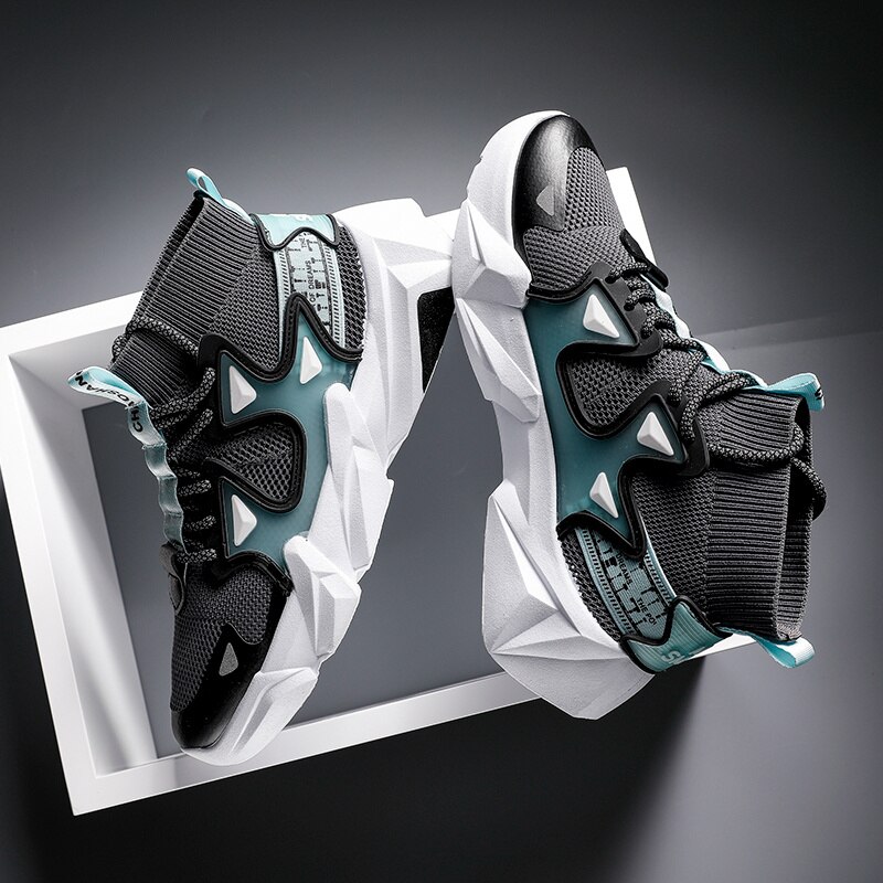 Autumn Green High Sock Shoes Men Casual High Top Sock Sneakers Men‘s Hiphop Slip on Shoes Loafers Zapatillas Hombre