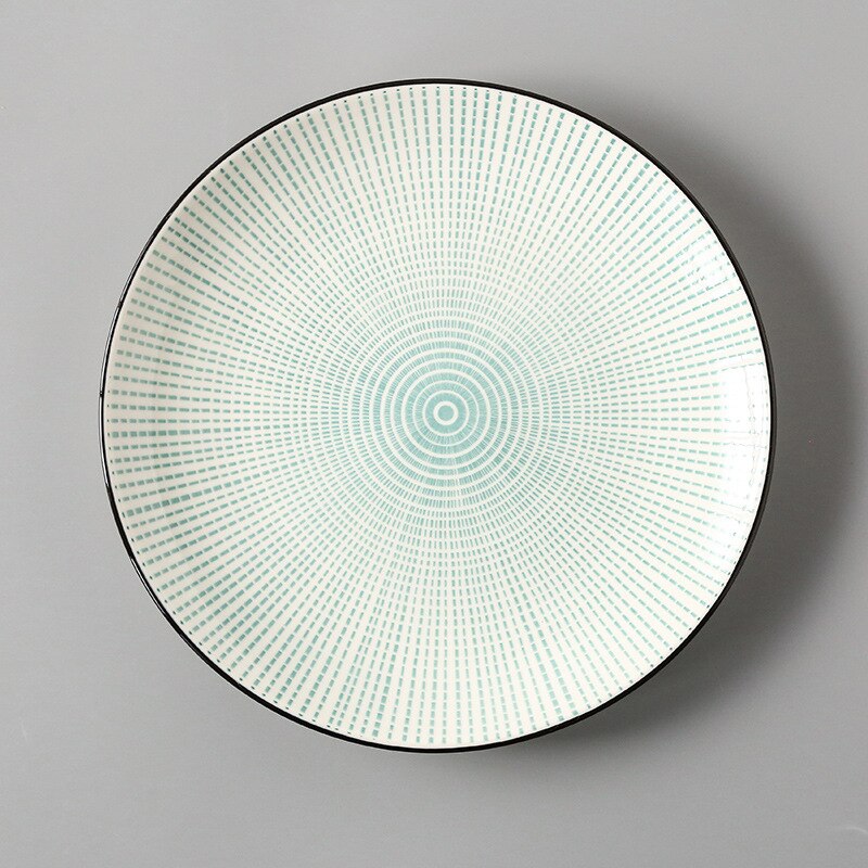 Assiettes à dîner rondes en céramique 8 pouces sous glaçure, plat à gâteau à Dessert, plateau de service japonais, récipient pour Steak, vaisselle de cuisine: 6