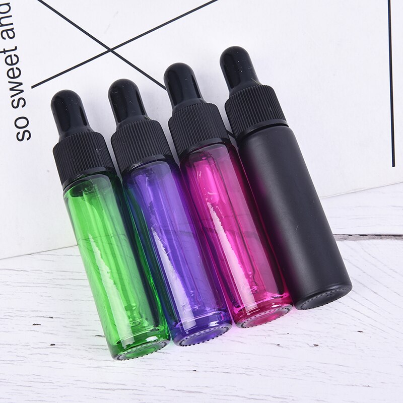 1 szt. Szklana butelka 10ml butelka z pipetą z czystymi szklanymi tubami mini fiolka z olejkiem eterycznym zielona wysokiej jakości \ czerwona róża \ fioletowa \ czarna