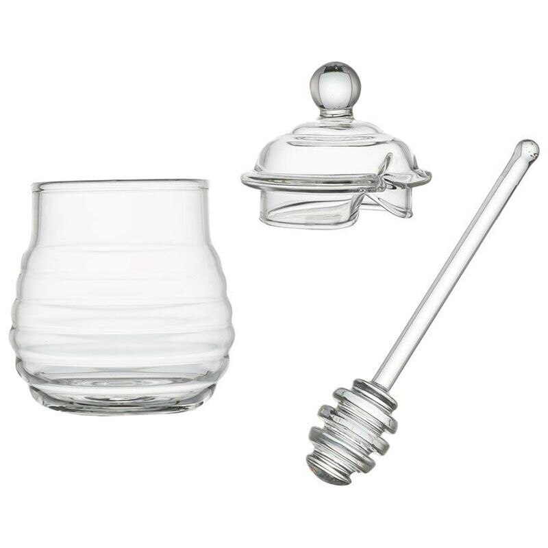 Nieuwste transparante glazen honingpot met deksel honingpot met lepel, helder , 9 ounces