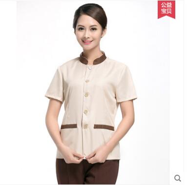 Woman Cleaner uniform Short sleeves Room Attendant PA uniforms Summer: Beige / XXL