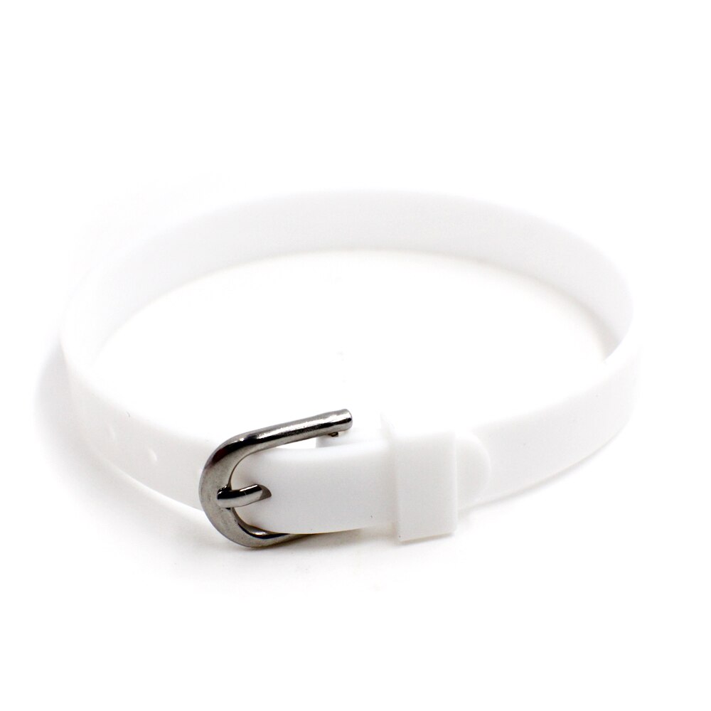 Hurtownie 10 sztuk 8mm silikonowa opaska na rękę 8mm * 210mm DIY akcesoria bransoletka Fit 8mm charms slajdów listów: white