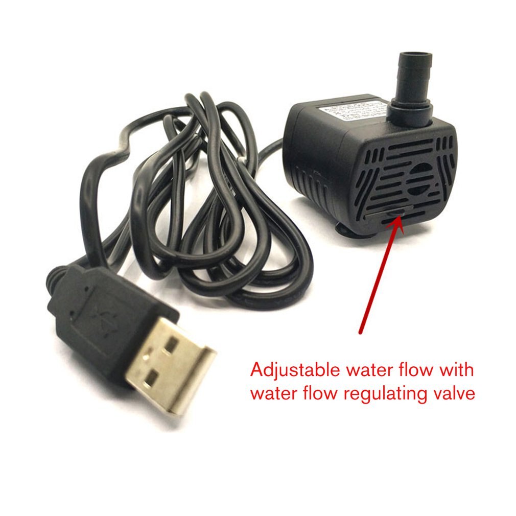 USB 5V Water Pump Outdoor Landscape Fountain Fish Pond Tank Micro Submersible Pumps With Water Flow Regulating Valve