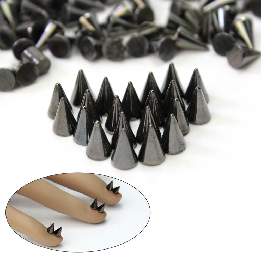 100P Silver Metal Punk Cone Nail Spikes Metallic S... – Grandado