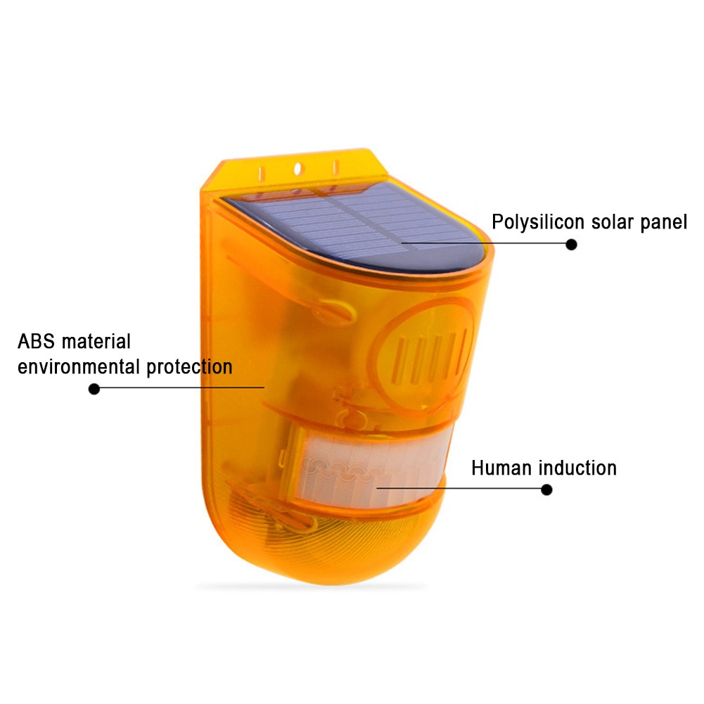 Home Safety IP65 Waterproof Farm Warning Lamp Motion Sensor Factory Security Solar Powered Patio ABS Garden LED Alarm Light