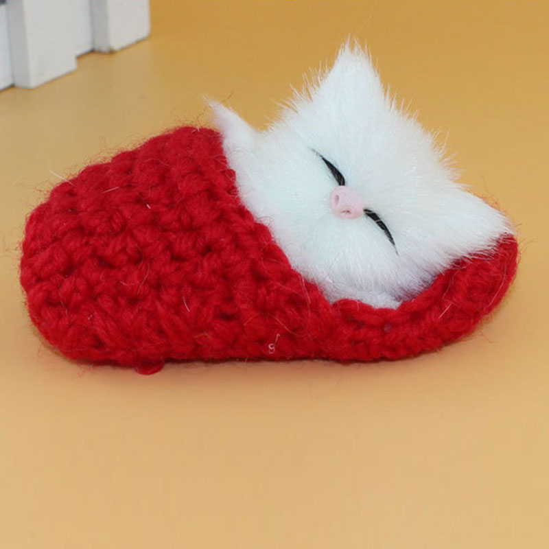 Jouet joli chaton miaou pression 1 pièce | Mignon petits chats dormir ou assis, pantoufle drôle petit chat sonnant, décoration de maison voiture et de bureau