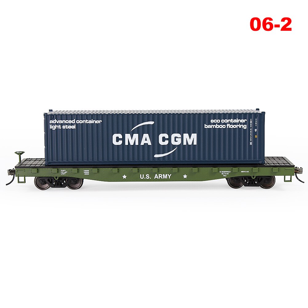 C8741 Model Railway Layout HO Scale 1:87 52ft Flat Car with 40&#39; 20&#39; Container Oil Tanks Lot: 06-2