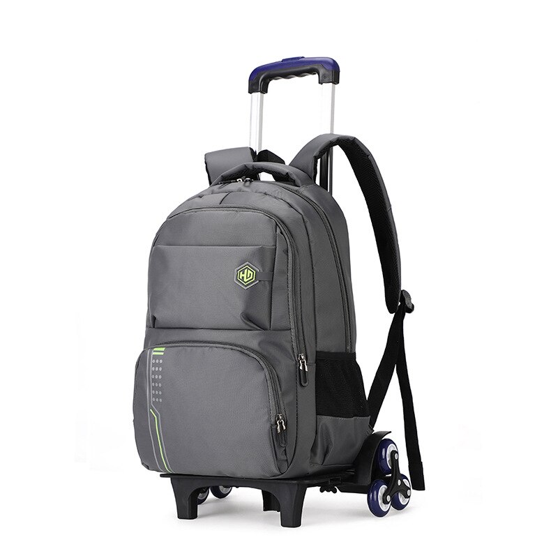 Sacs à dos d'école pour enfants, 2/6/ grandes roues, sac à dos à roulettes amovible, sacs d'école à roulettes, grande capacité, cartable bleu foncé: 6 roues grises