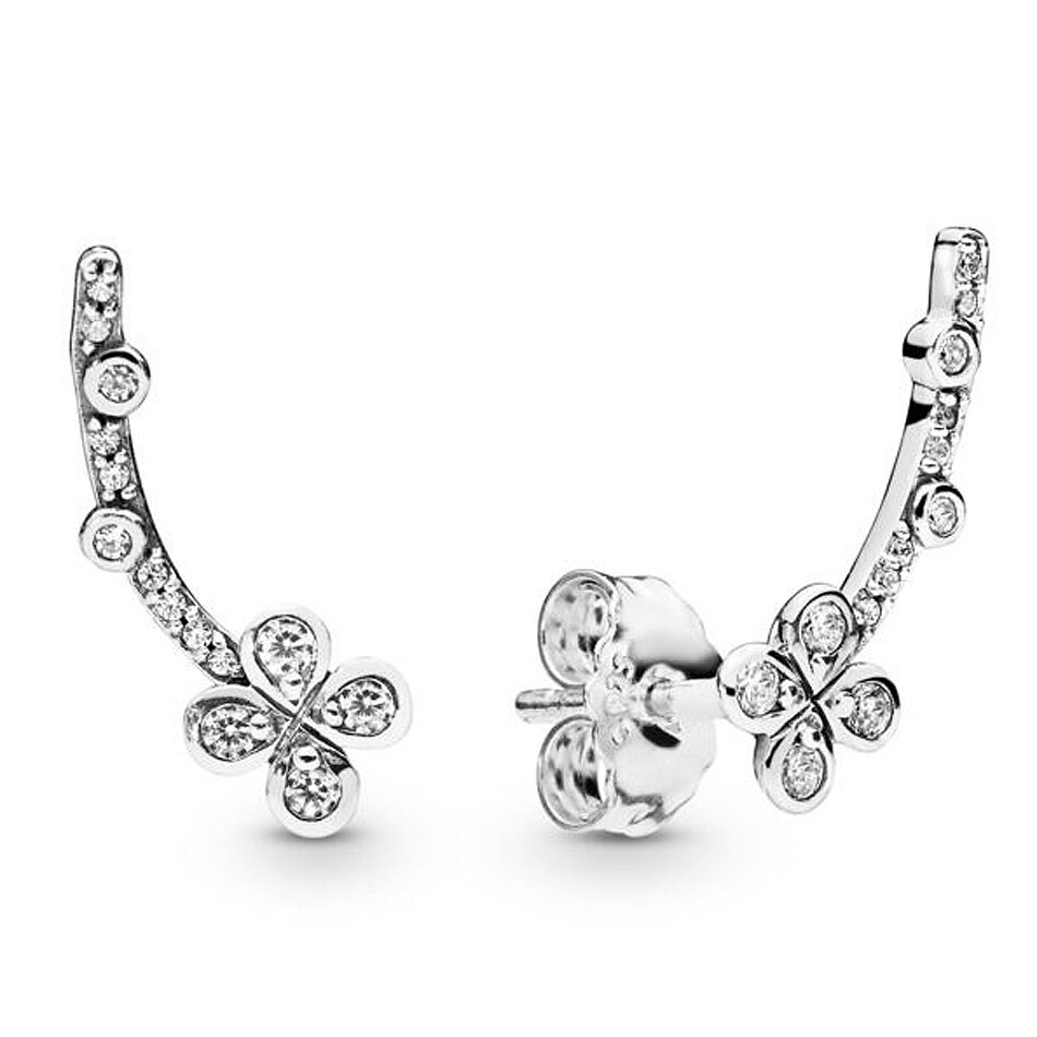 925 Sterling Silver Rosa Leonessa E Cuore Annodato Cuori Emotivo Obbligazioni Simbolo Di Amore Pandora Orecchini Per Le Donne del Regalo Dei Monili: 8