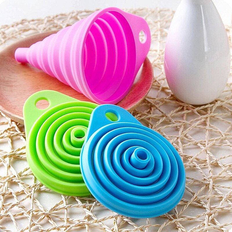 Cucina di casa Imbuto di categoria alimentare Del Silicone Pieghevole A Scomparsa a collo Lungo Imbuto Famiglia Creativa Liquido Erogazione Mini Imbuto