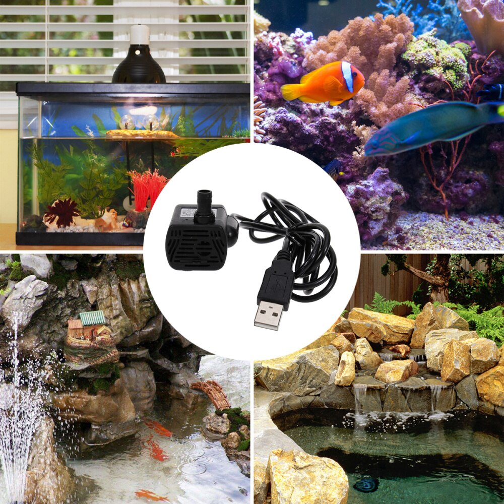 USB-1020 Dc 3.5V -9V 3W Usb Borstelloze Dompelpomp Aquarium Fontein Vijver Pomp (Zwart)