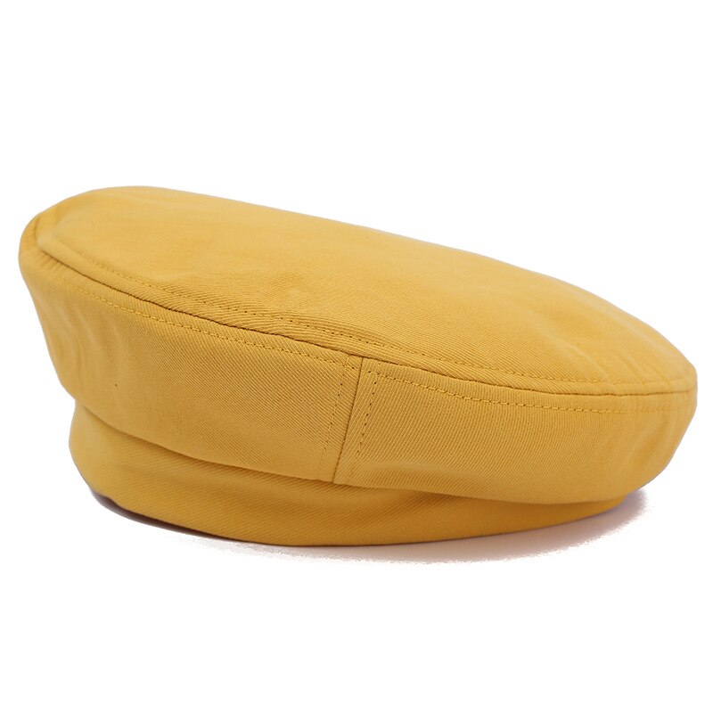Herfst En Winter Vrouwen Baretten Japanse Stijl Canvas Materiaal Eenvoud Outdoor Mode Vrouwelijke Caps: YELLOW
