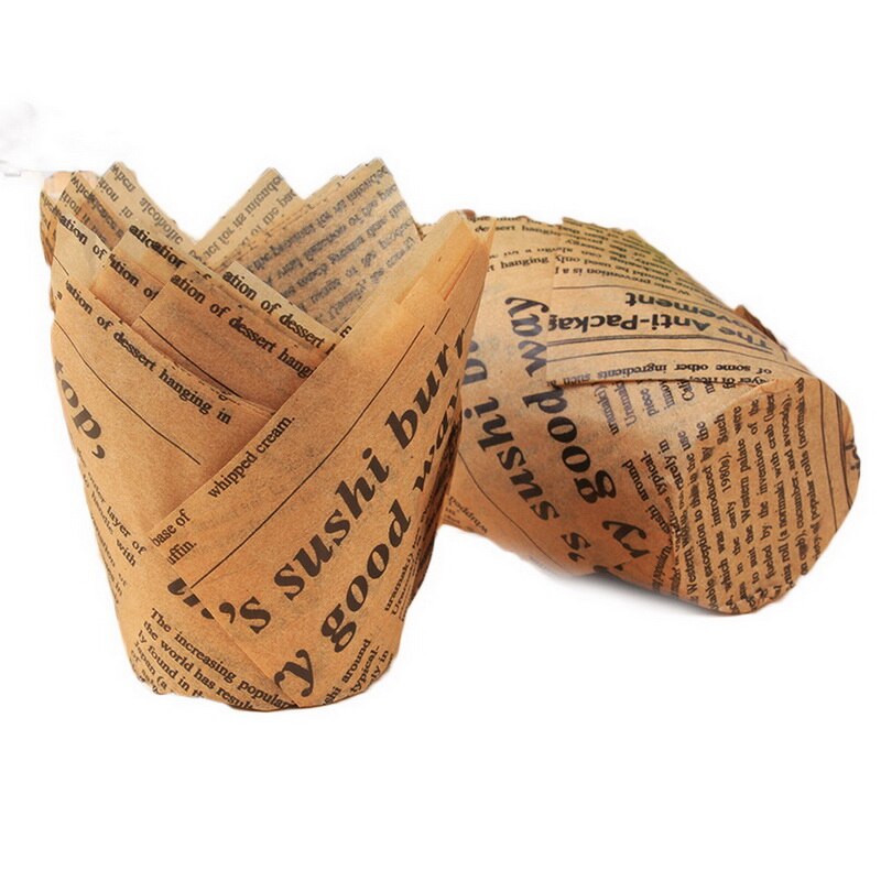50pc gazeta styl foremka do babeczek papilotki do pieczenia na wesele Caissettes tulipan Muffin babeczka kubek papierowy olejoodporny ciasto Wrapper: 13