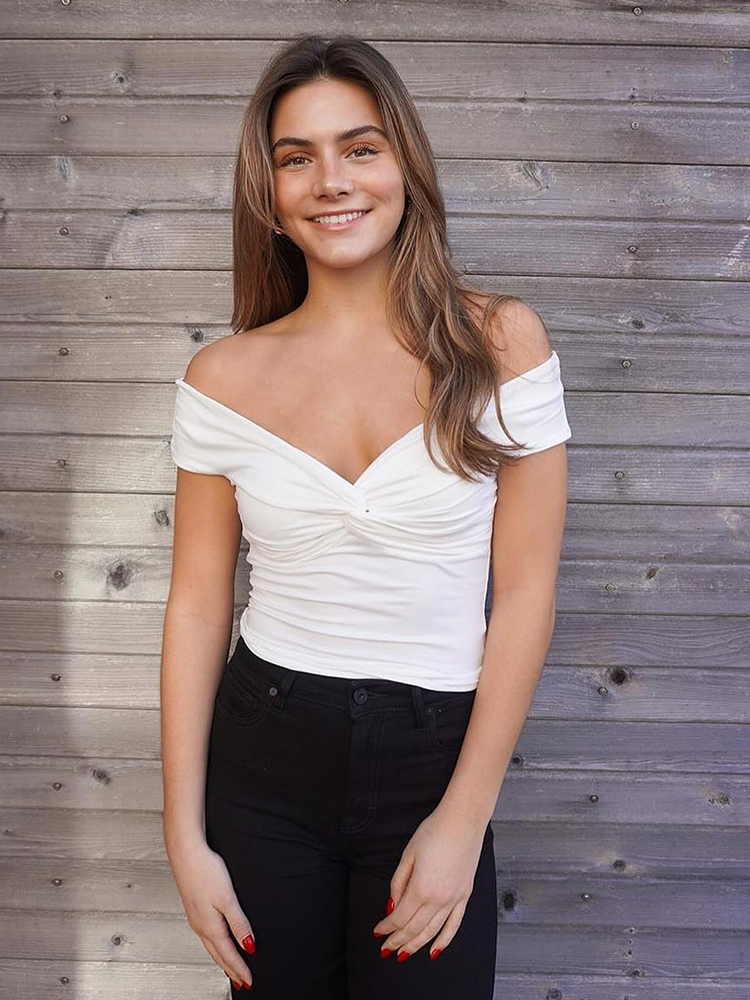 Dulzura sexet top med skrå halsudskæring, off-shoulder, ensfarvet, ruched, crop tops, dametøj, sommer, afslappet, streetwear, fest, klub  y2k: S / Hvid