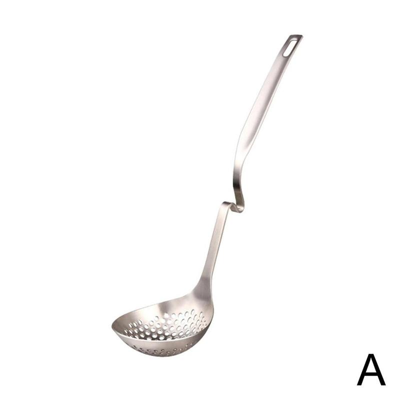Cuchara ranurada de acero inoxidable con en forma de Z, cuchara para sopa, colador, olla , filtro de cazo, utensilios de cocina: A