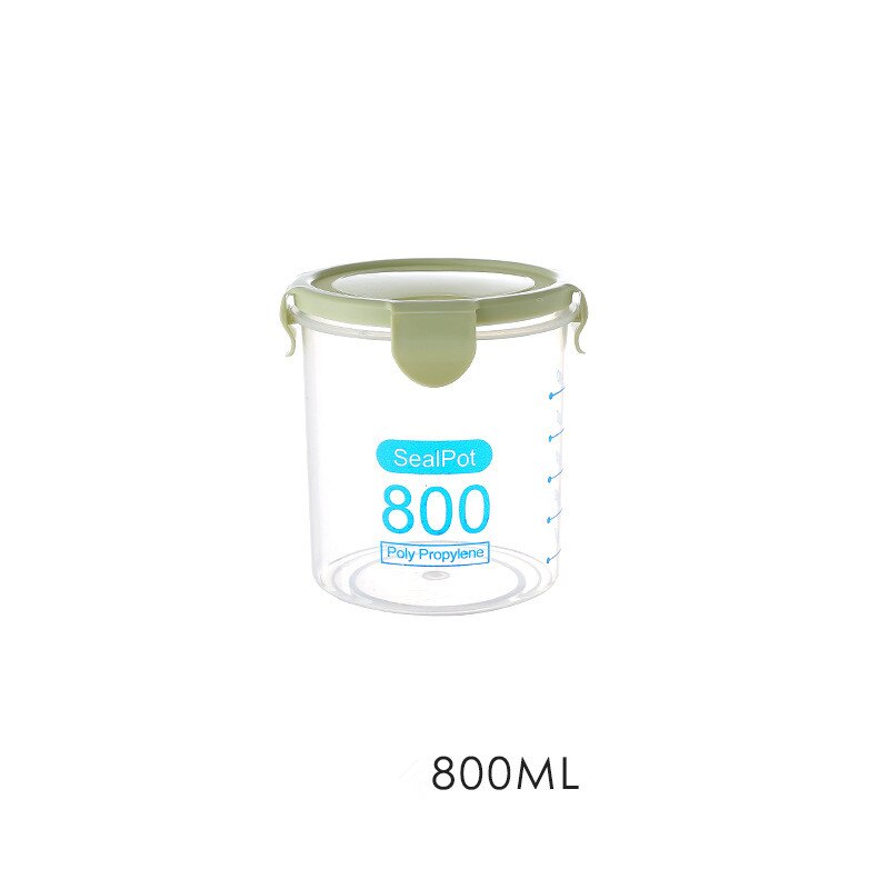 Akryl 600-1000 ml køkken opbevaringsboks forsegling mad opbevaring beholder konservering plast frisk pot beholder insekt-bevis: Lille grøn