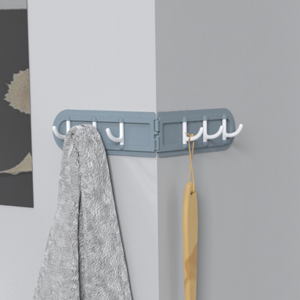Crochet d'angle mural , cuisine pliable, non perforé, crochet d'armoire à six têtes, porte-serviettes, accessoires de salle de bains