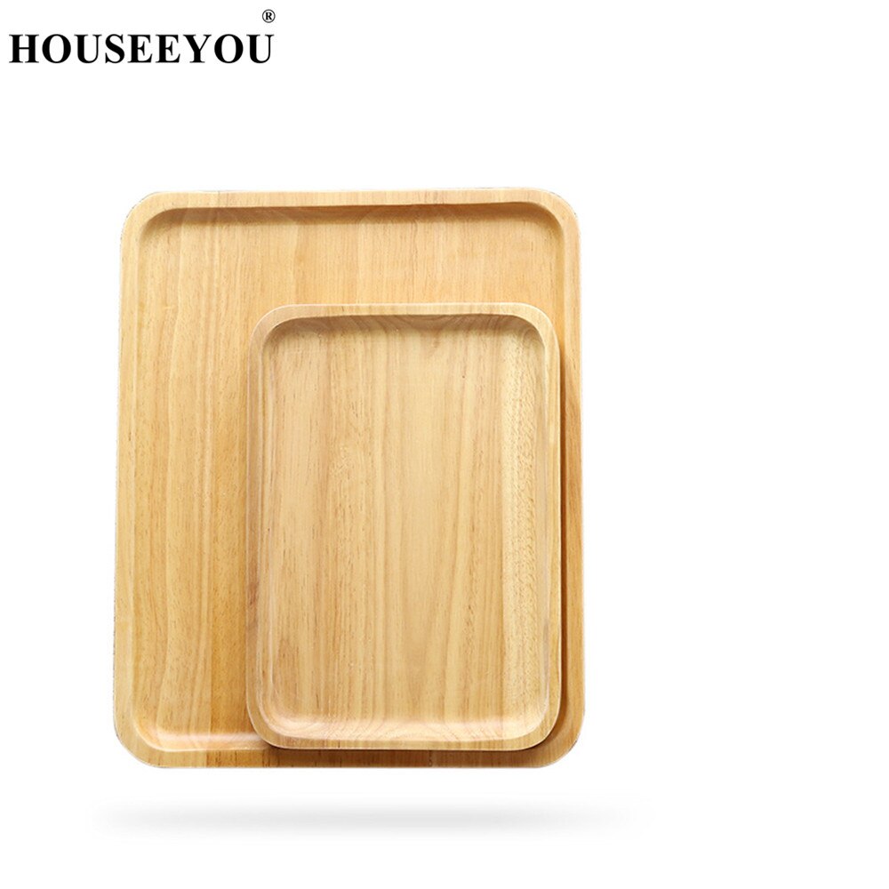 HOUSEEYOU Big Nature Wood Serving Plates Tray Food Fruit Things Storage Wood Tray Snack Cake Dessert Tea Plate Tray Dinnerware