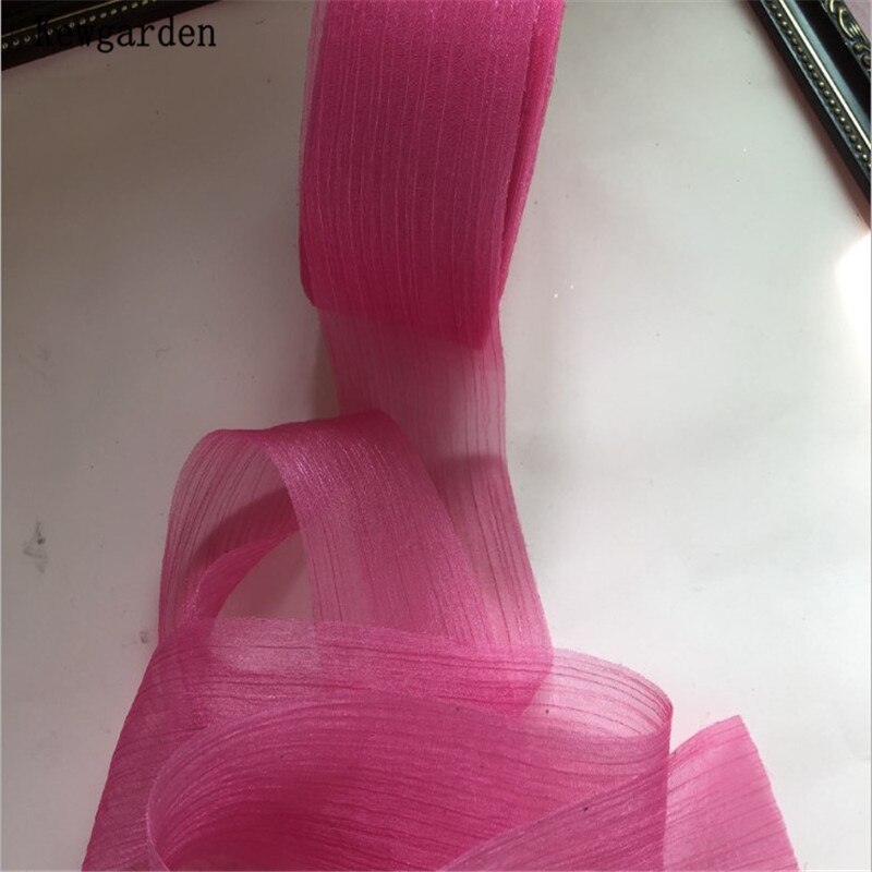 Kewgarden 6cm- stribet rynke tyl bånd håndlavet tape voile bånd gør-det-selv-sløjfe tilbehør bånd 50 yards
