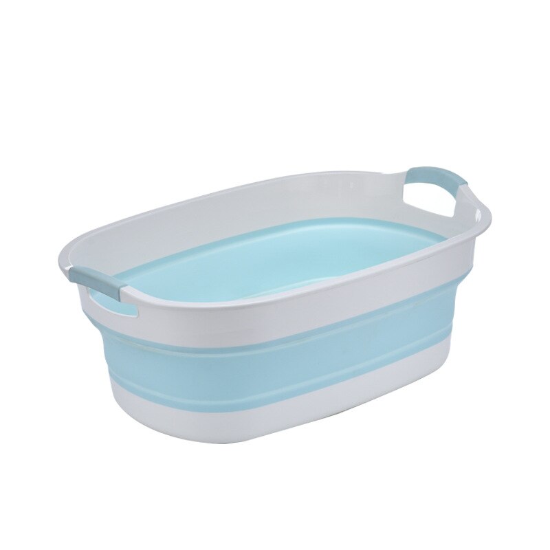 Bañera portátil para ducha de bebé, bañera plegable para ducha de bebé con drenaje, bañeras para mascotas, accesorios de baño de seguridad, cesta de almacenamiento: Blue with drain