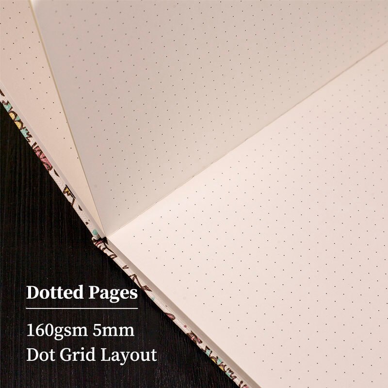 A5 Floral Bullet Dotted Journal 160gsm Thick Paper Elastic Band Hardcover Notebook