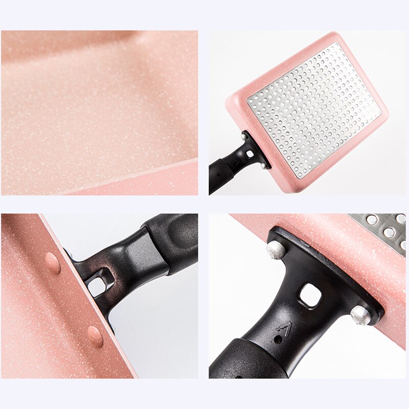 2pc Stainless Steel Nonstick Frying Pan Handel Pancake Omelette Egg Pots and Pans Rectangle Cookware Set Deep Gas Induction