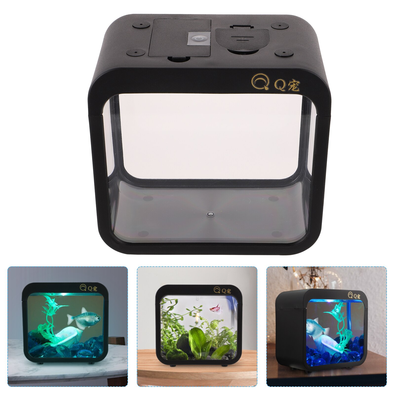 Mini Landscaping Aquarium Clear Fish Tank Fish Breeding Isolation Box Fish Battle Box with Light