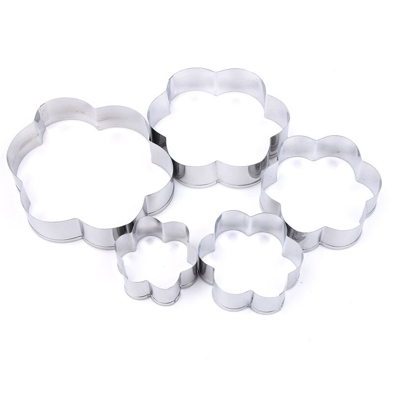 5 stks/set Bloemvorm Rvs Cookie Cutters Fondant Chocolade Cakevorm Bakken Gebak Gereedschap