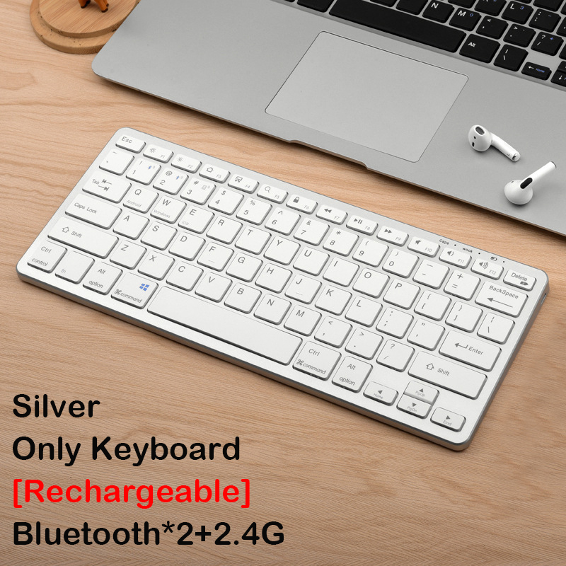 Bezprzewodowa klawiatura Bluetooth 2.4G z funkcją ładowania Mysz USB 78 klawiszy Przenośna klawiatura i mysz optyczna do laptopa PC: Złota
