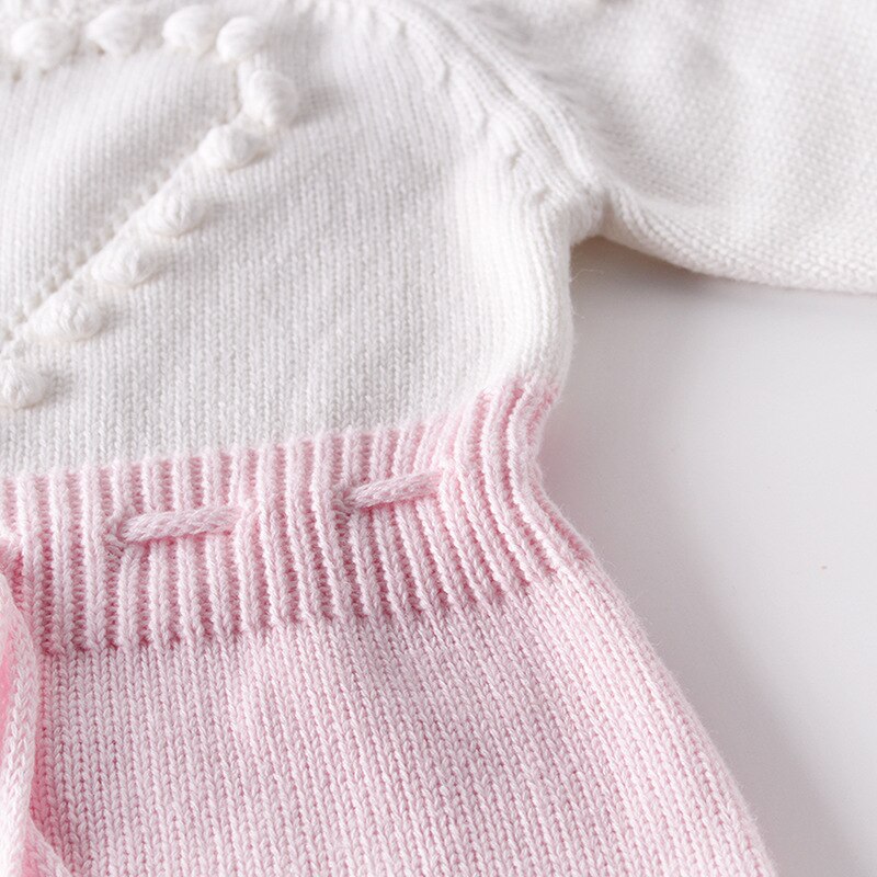 Babypige strik bukser lange ærmer uld strik bukser baby prinsesse trekant jumpsuit småbørn børns efterår vinter tøj