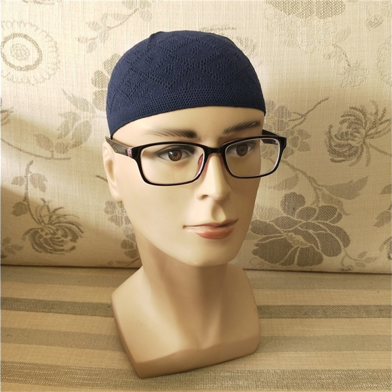 Gorro gorro turco musulmán hombres mujeres islámico Kufi Taqiya Takke Peci calavera gorra oración Arabia Saudita negro blanco gris tejido: Azul