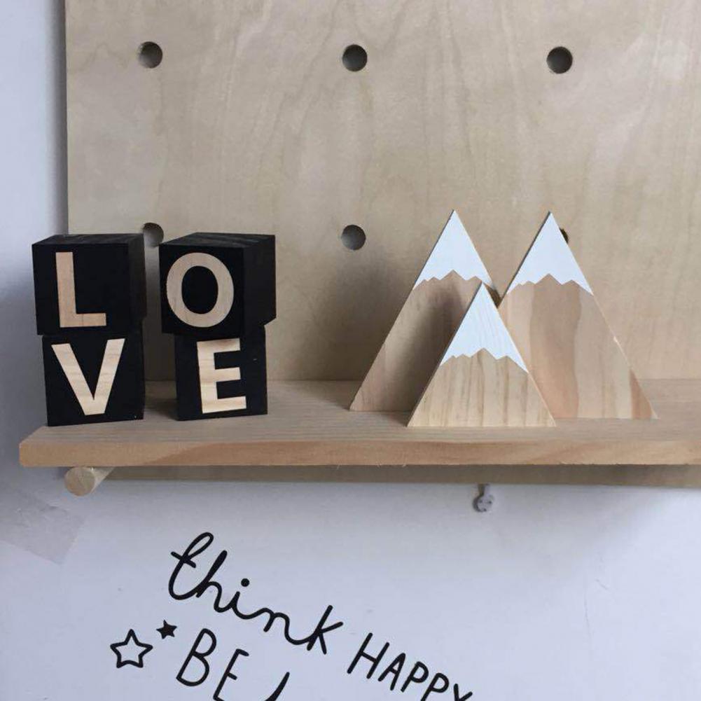3Pcs/Set Wood Ornaments Snow Mountain Shape Photo Props Wood Hanging Wall Sign Kids Room Decor