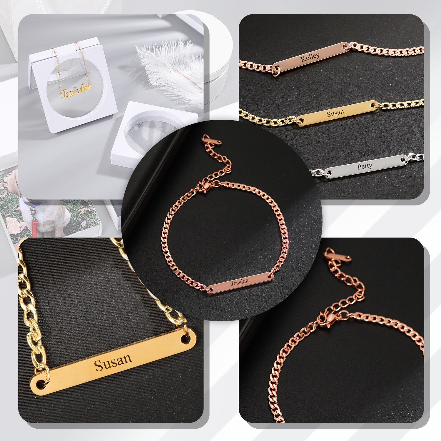 Pulseira personalizada com nome, bracelete de bebê personalizado, para mulheres e crianças, joias gravadas, nome, mensagem de amor, presente para bebê