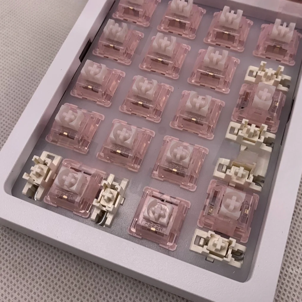 Foker afonia Slient różowy przełącznik liniowy 5 pinów klawiatura mechaniczna 45g DIY akcesoria niestandardowe przełączniki smarowania Hot swap