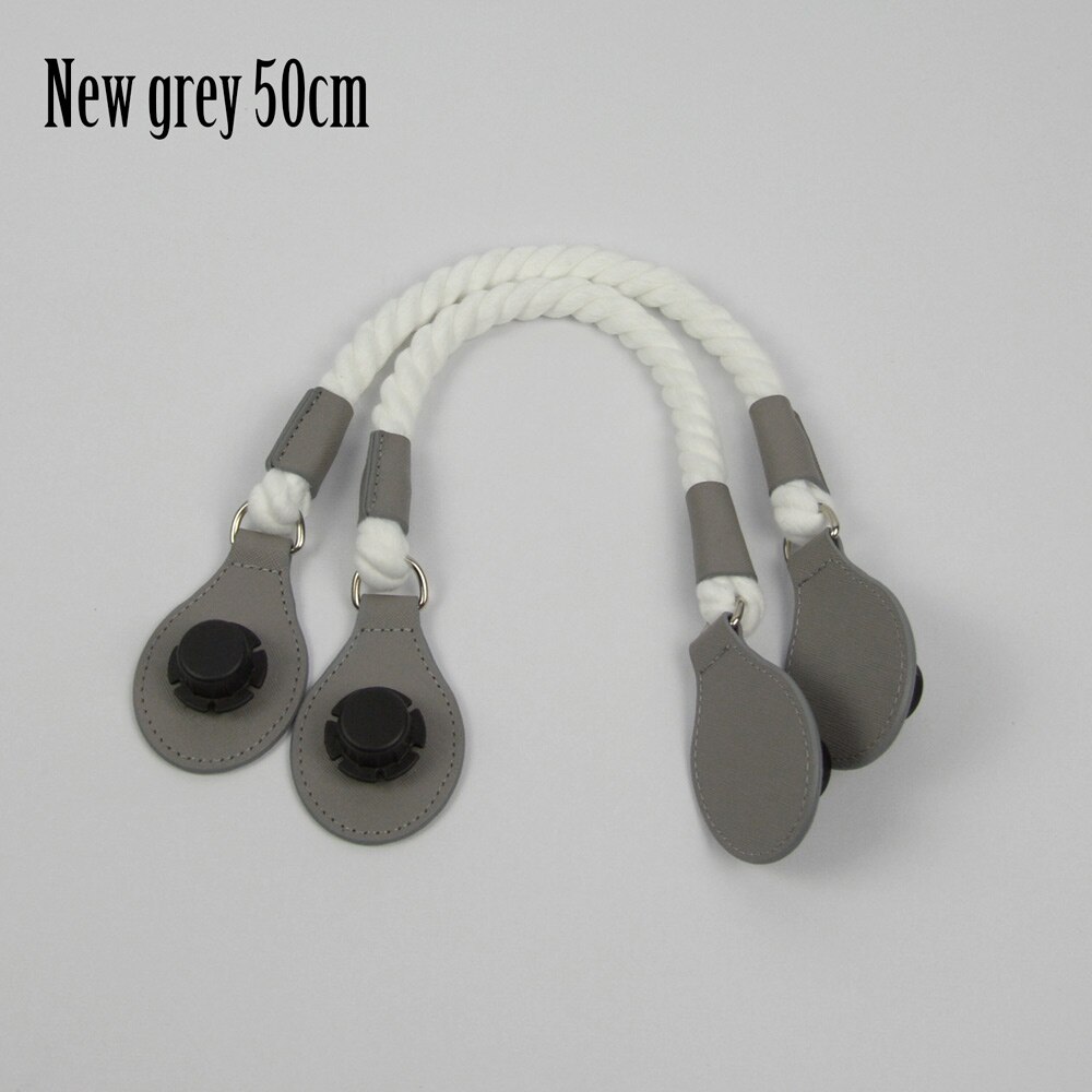 1 paar lange korte zachte witte henneptouw handgrepen met druppels voor o bag obag dames handtas klassieke mini chique stad stedelijke tas: Nieuwe grijze korte